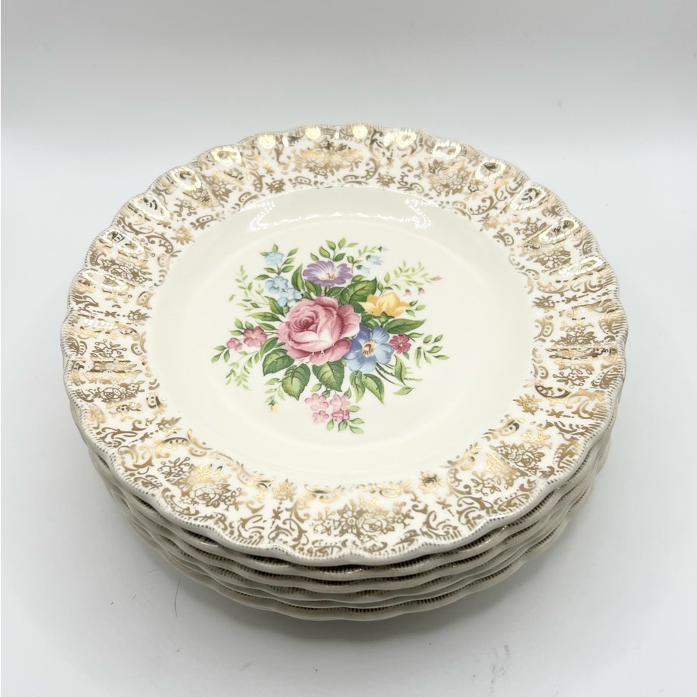 Set of 7 Limoges Rosalie Bread N’ Butter Plates